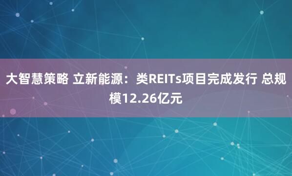 大智慧策略 立新能源：类REITs项目完成发行 总规模12.26亿元